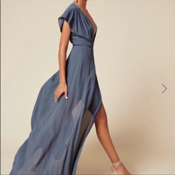 NWT Reformation Erica Dress in Slate Wrap Flowy sz XS - Picture 1 of 15